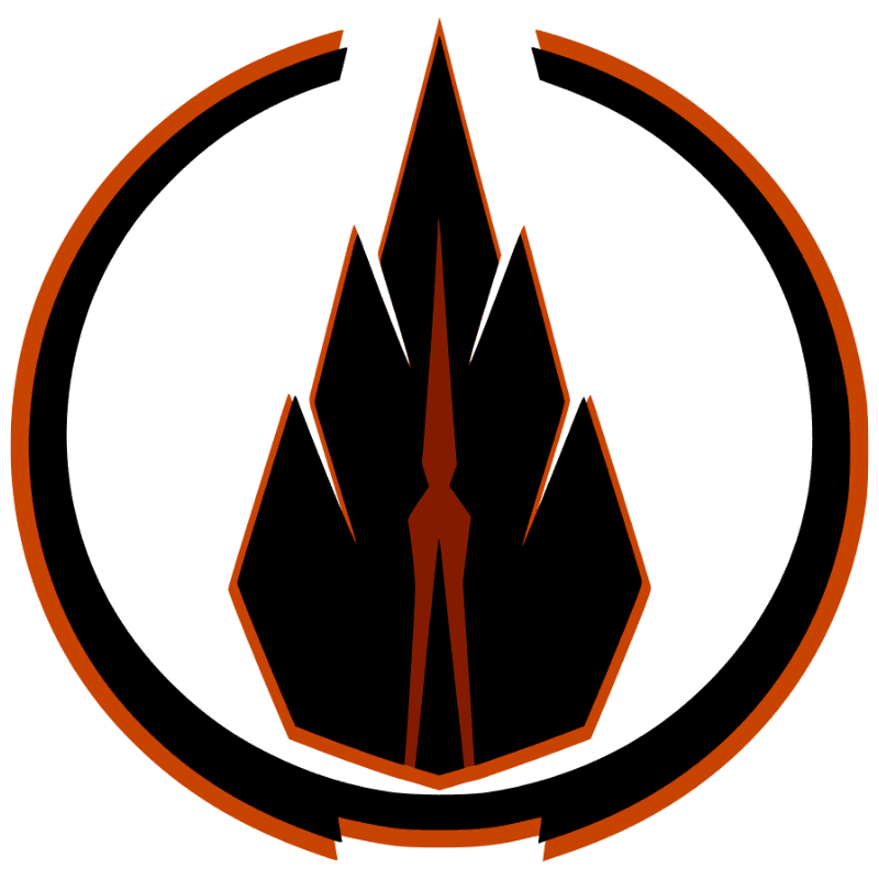 Orange emblem of the Conclave, showing a central spire enclosed by a circular mark.