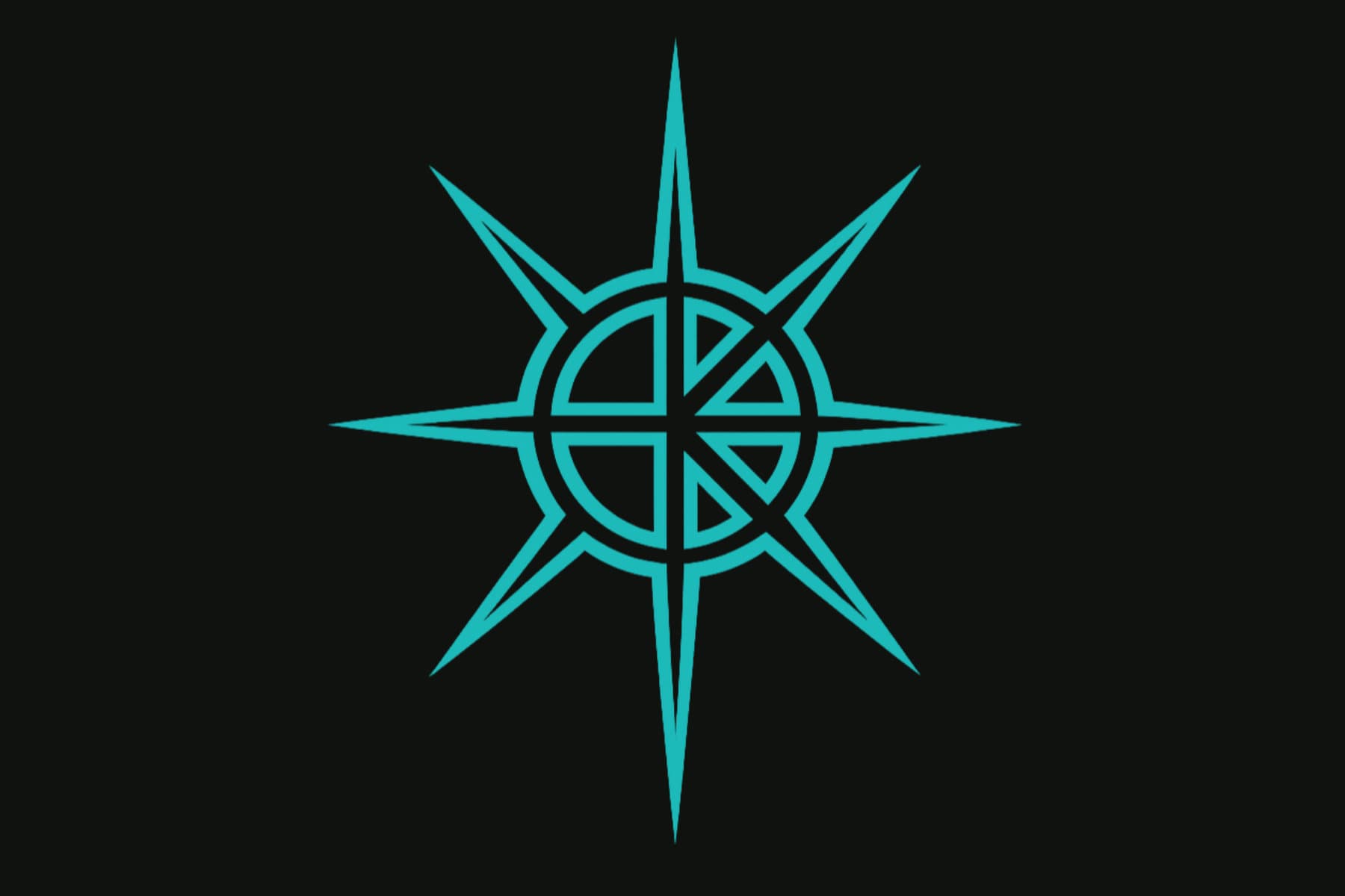 Teal emblem of the Aurent Orders, showing a compass-like eight-pointed sigil around a circular centre.