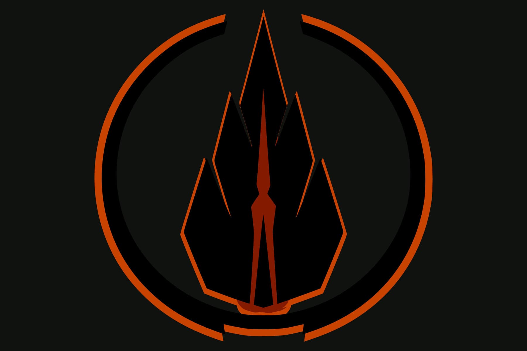Orange emblem of the Conclave, showing a central spire enclosed by a circular mark.
