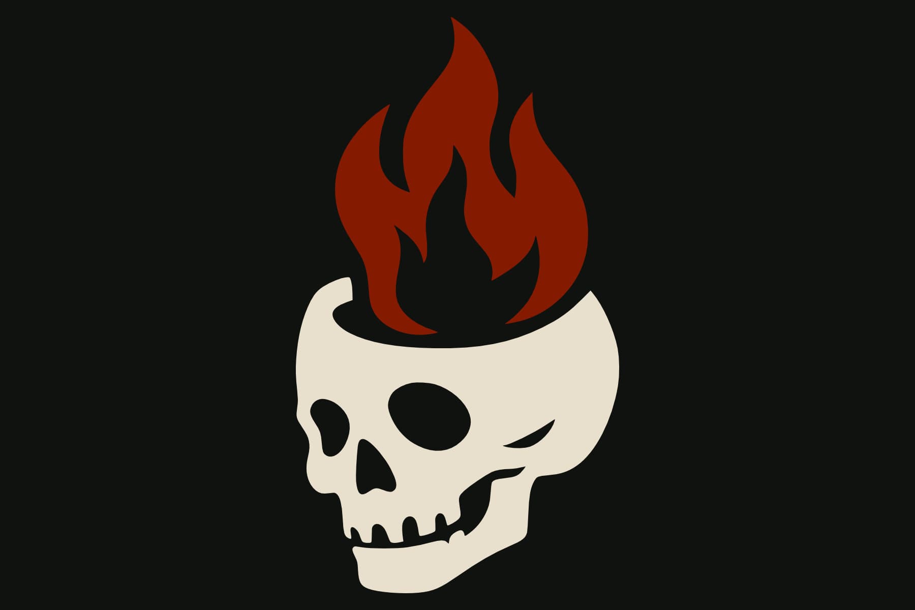 Ivory and red emblem of the Mourning Flame, depicting a skull crowned with flame.